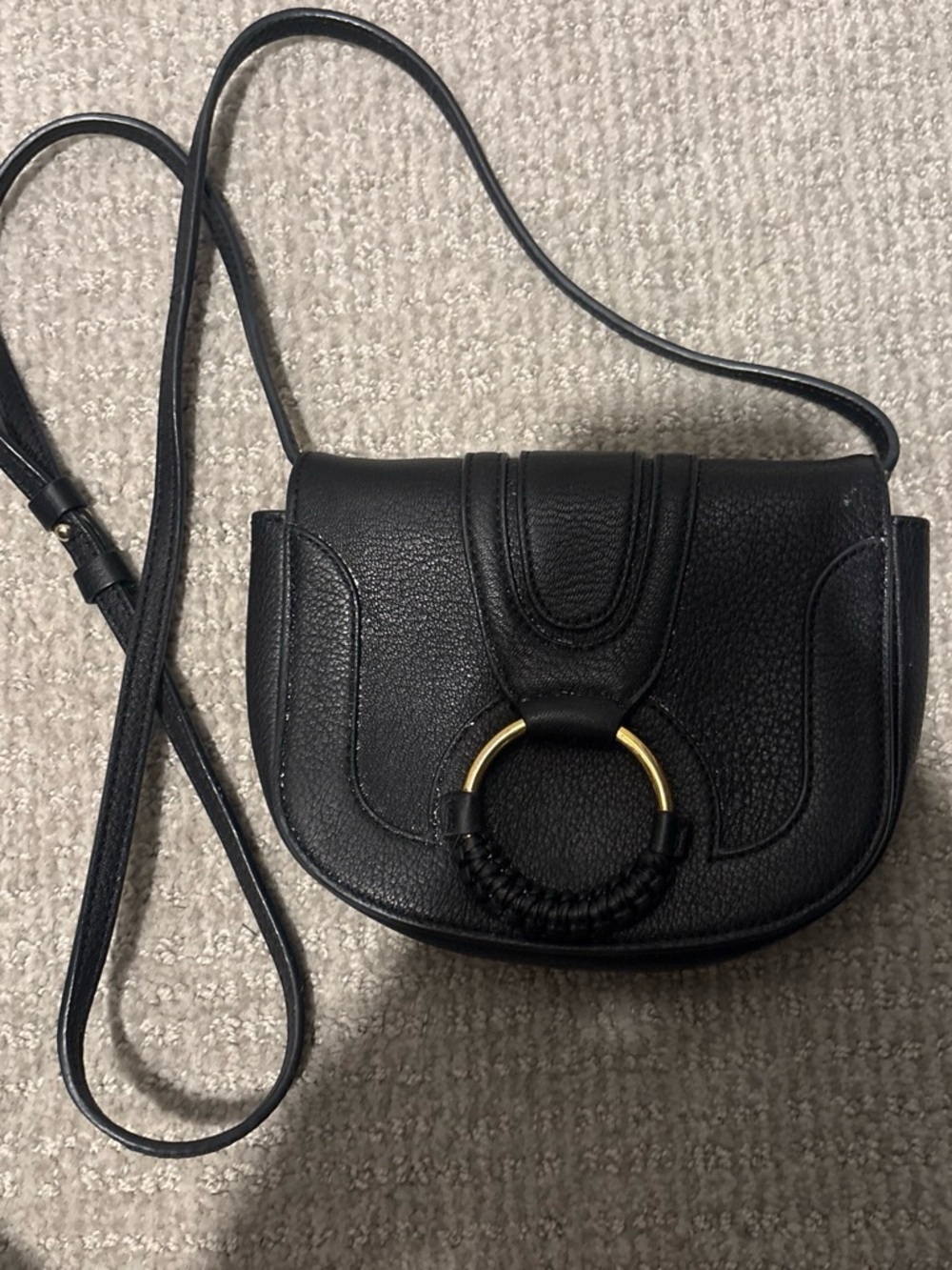 See By Chloe Black Crossbody with Gold Ring Detail